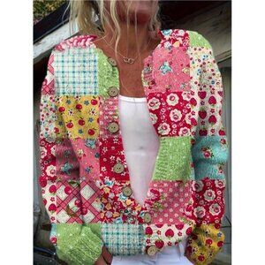 NWT 3D Embroidered Patchwork Cardigan, Multiple Sizes, Unique & Rare Material